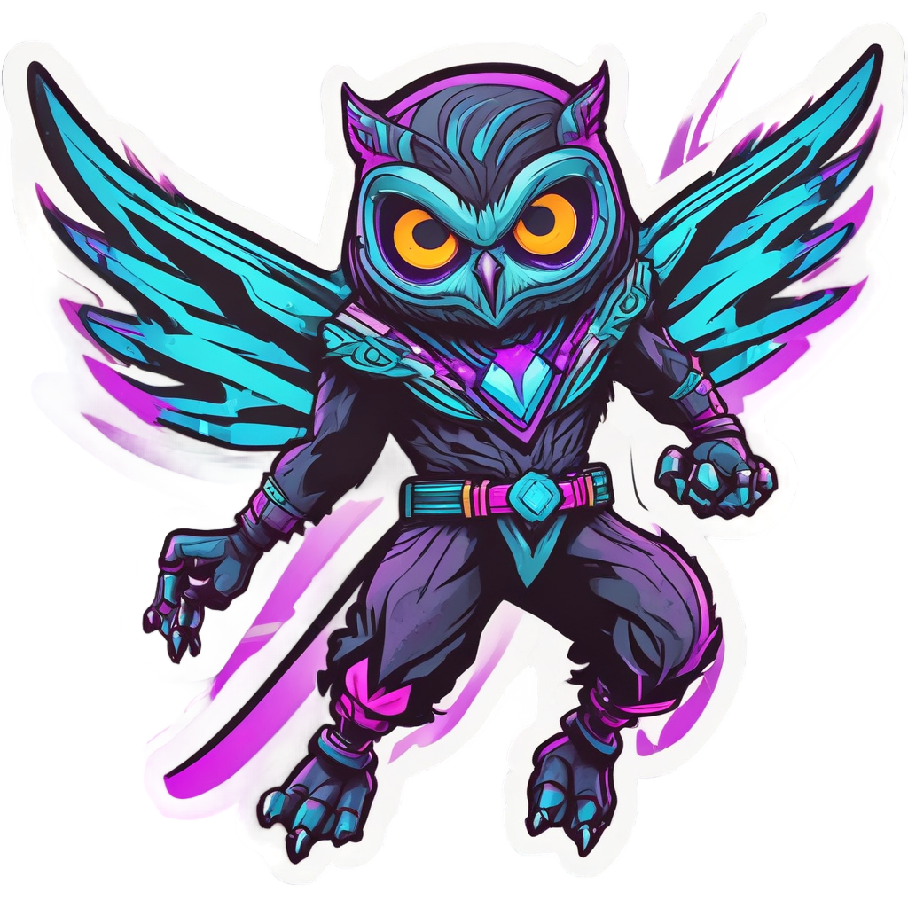 Neon Owl Ninja Dash — birds stickers