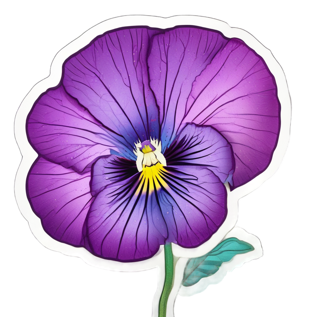 Neon Pansy Wink — pressed flowers stickers