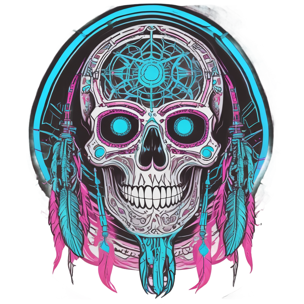 Neon Phantom Skull — boho skull stickers