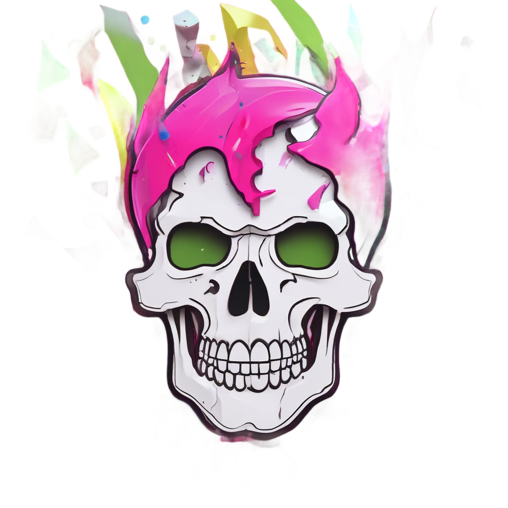 Neon Pink Chrome Skull — biker & chrome skull stickers