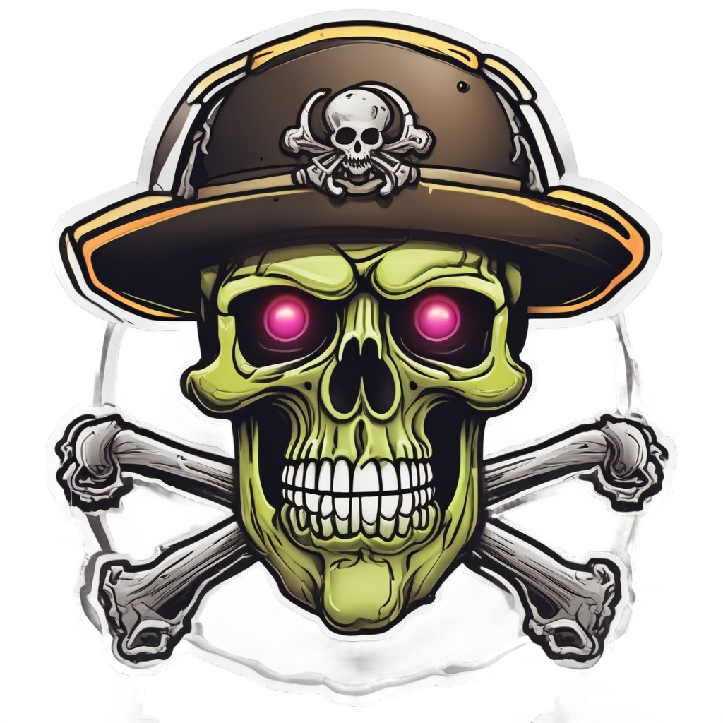 Neon Pirate Crystal Skull — mystical skull stickers