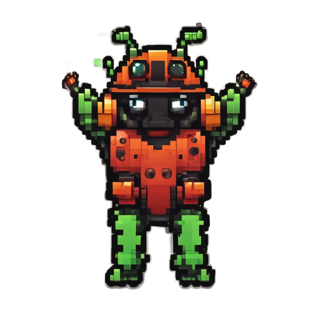Neon Pixel Bug Hero — insects stickers