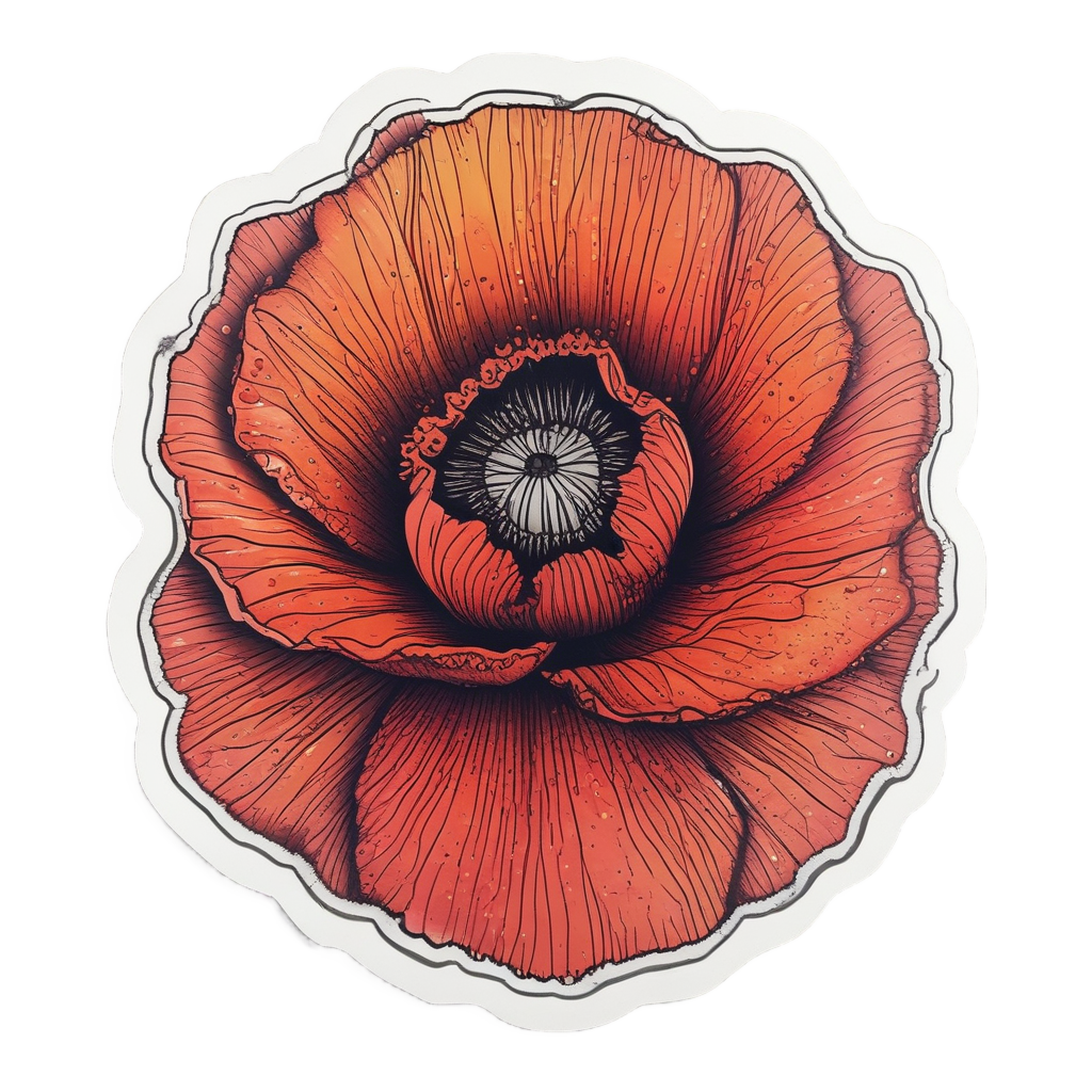 Neon Poppy Flare — line botanical stickers