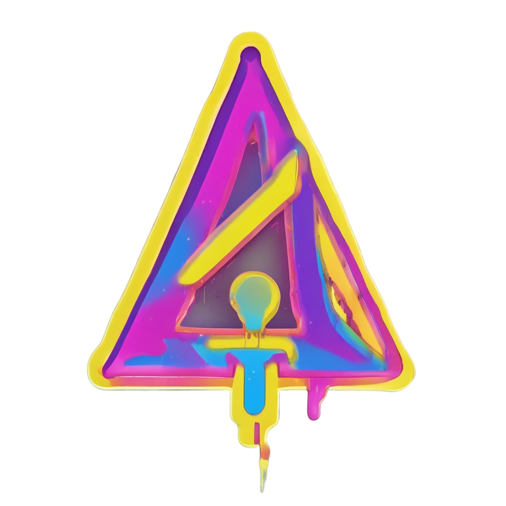 Neon Question Mark Triangle — warning signage stickers