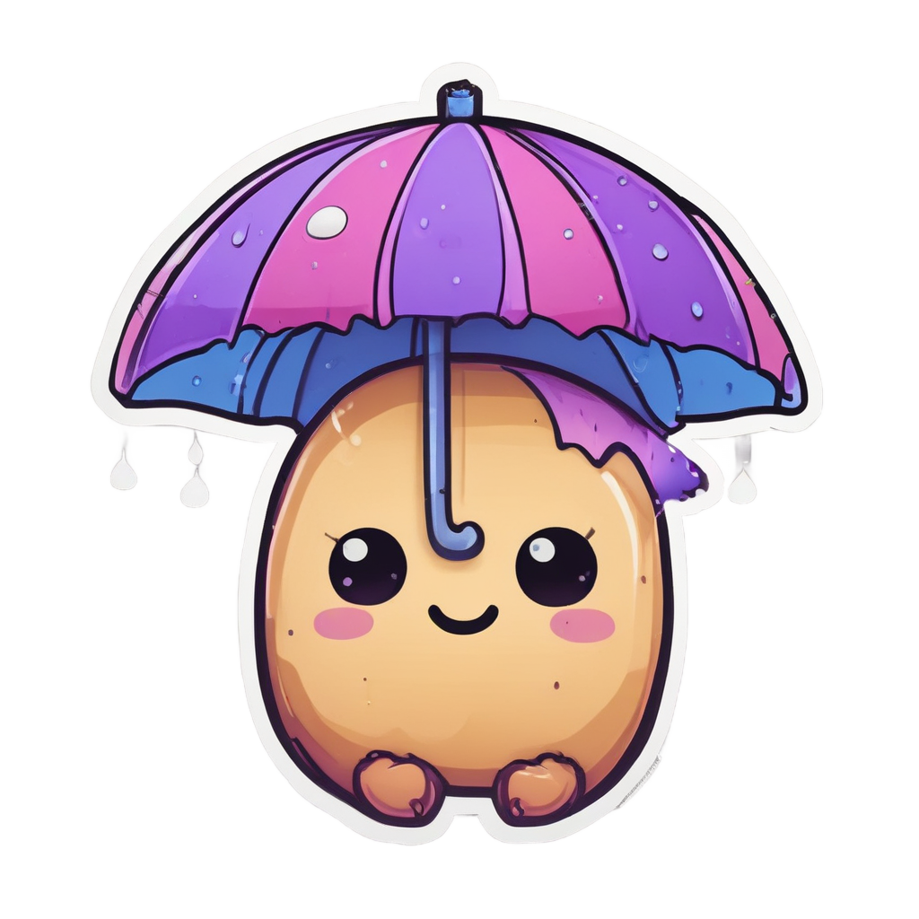 Neon Raincloud Donut — cute food stickers