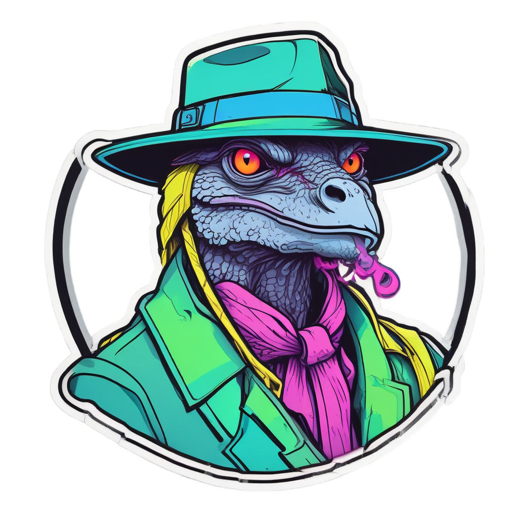 Neon Raptor Detective Sleuth — dinosaurs stickers