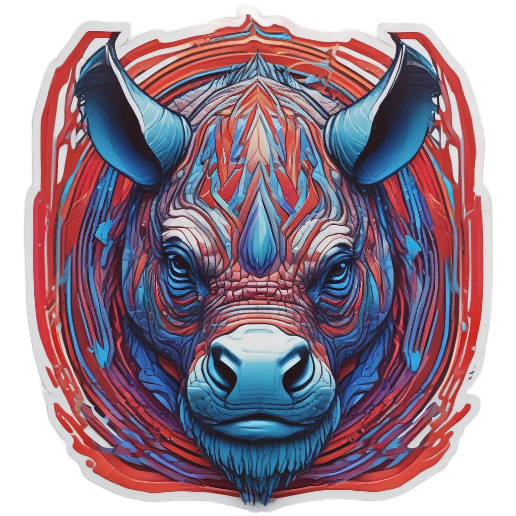 Neon Rhino Warrior — safari nursery stickers