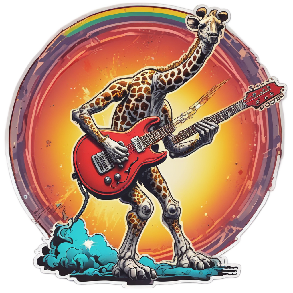 Neon Rockstar Guitar — music stickers