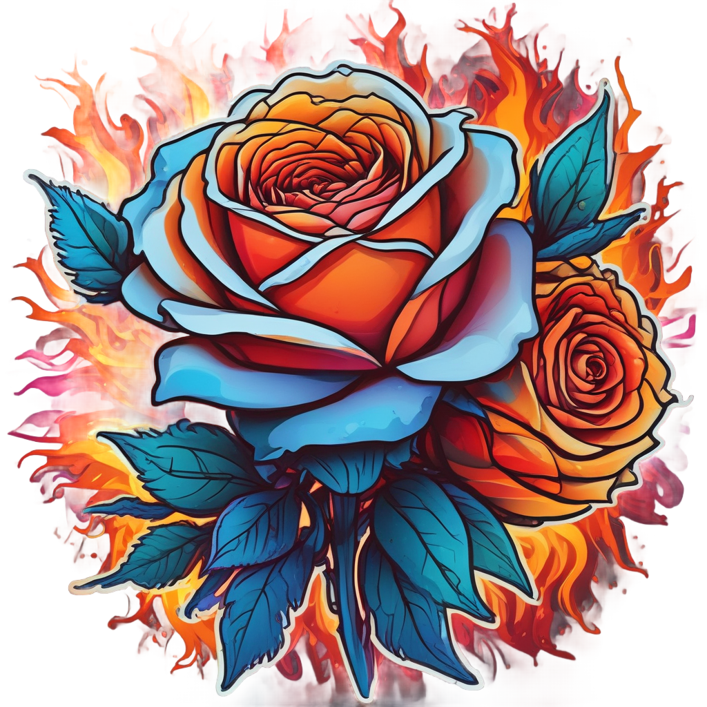 Neon Rose Flame Effect — bouquets stickers