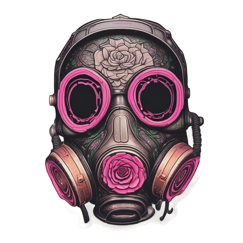 Neon Rose Vision — gas mask stickers