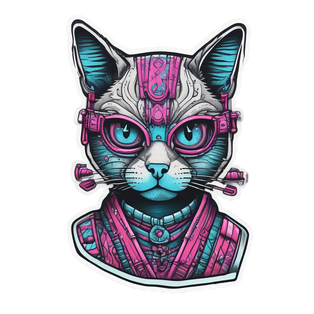 Neon Samurai Stalker — cats stickers