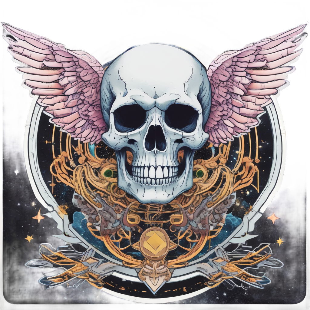 Neon Skull Angel — neon cyber skull stickers