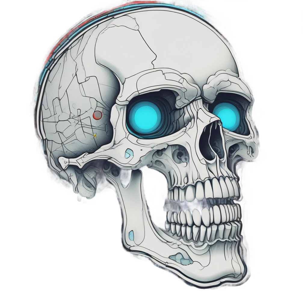 Neon Skull Cyborg — war-paint skull stickers