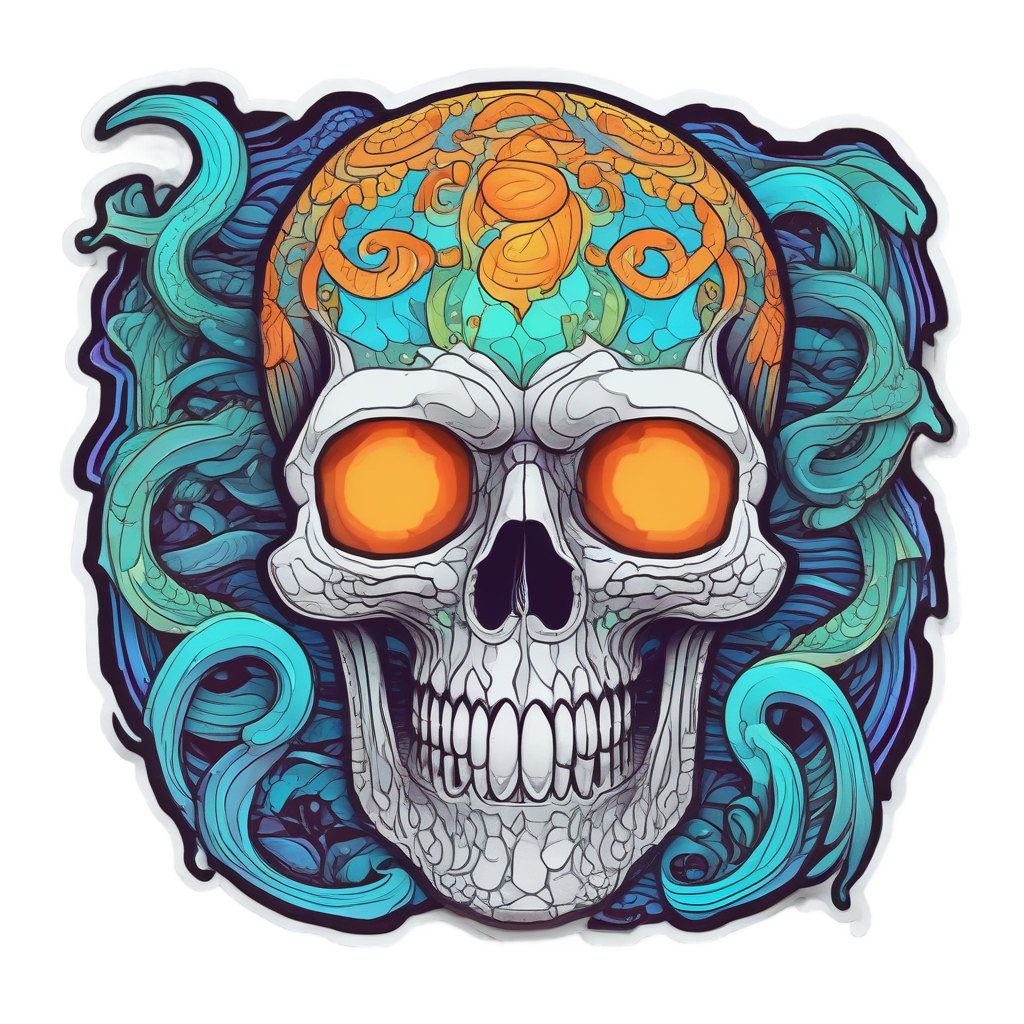 Neon Skull Koi — neon cyber skull stickers