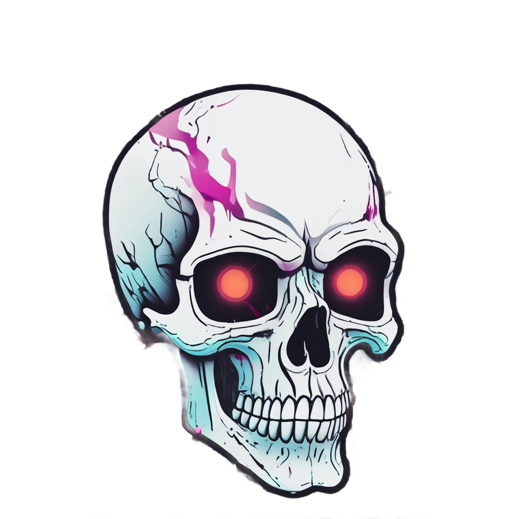 Neon Skull Scream — spooky stickers
