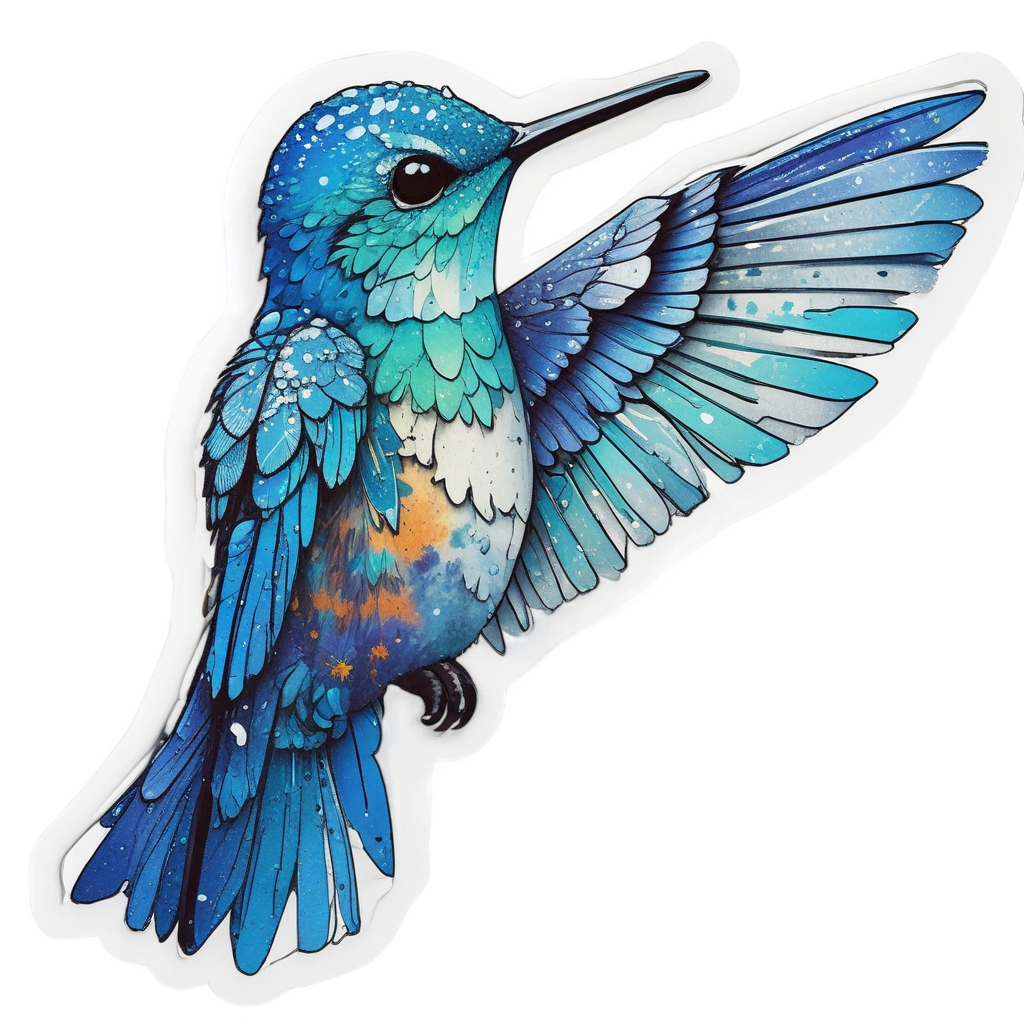 Neon Snowflake Hummer — birds stickers
