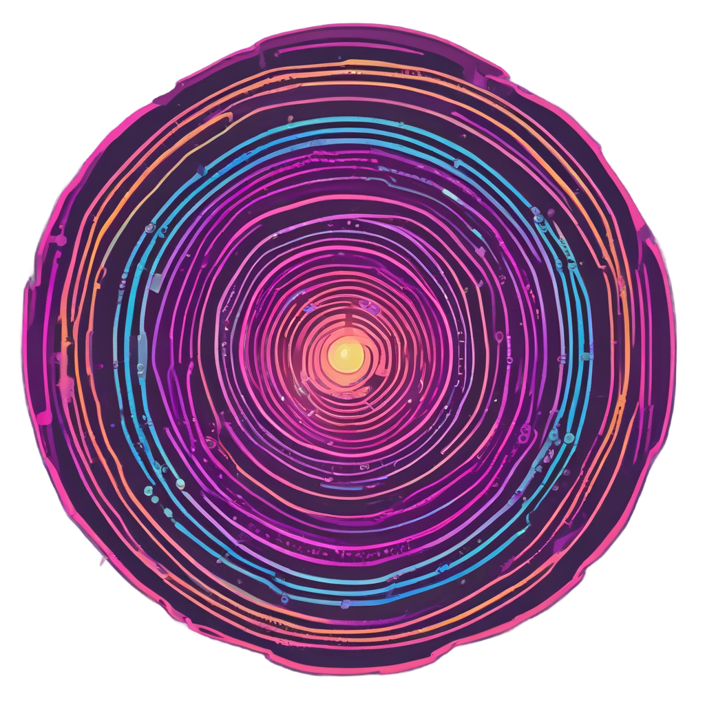 Neon Spiral Solstice — geometric stickers