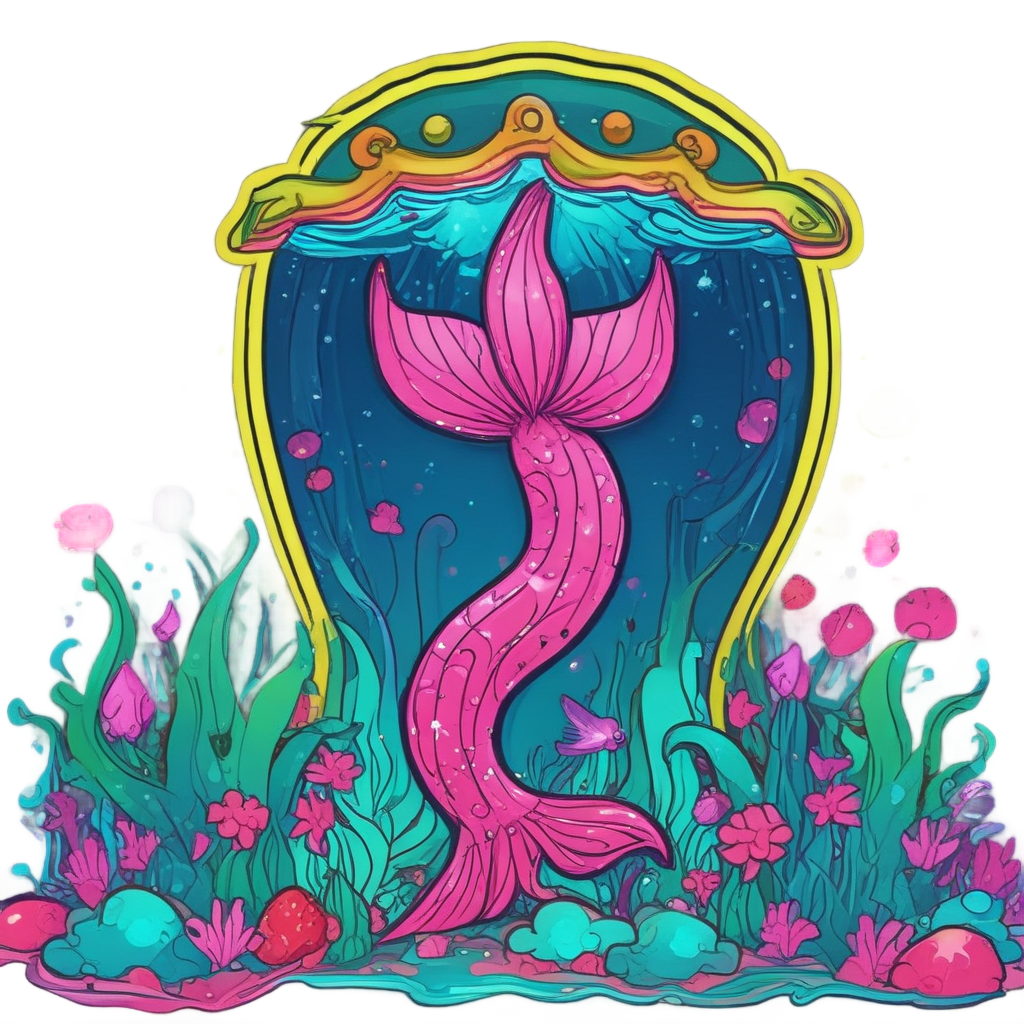 Neon Strawberry Mermaid — cute food stickers