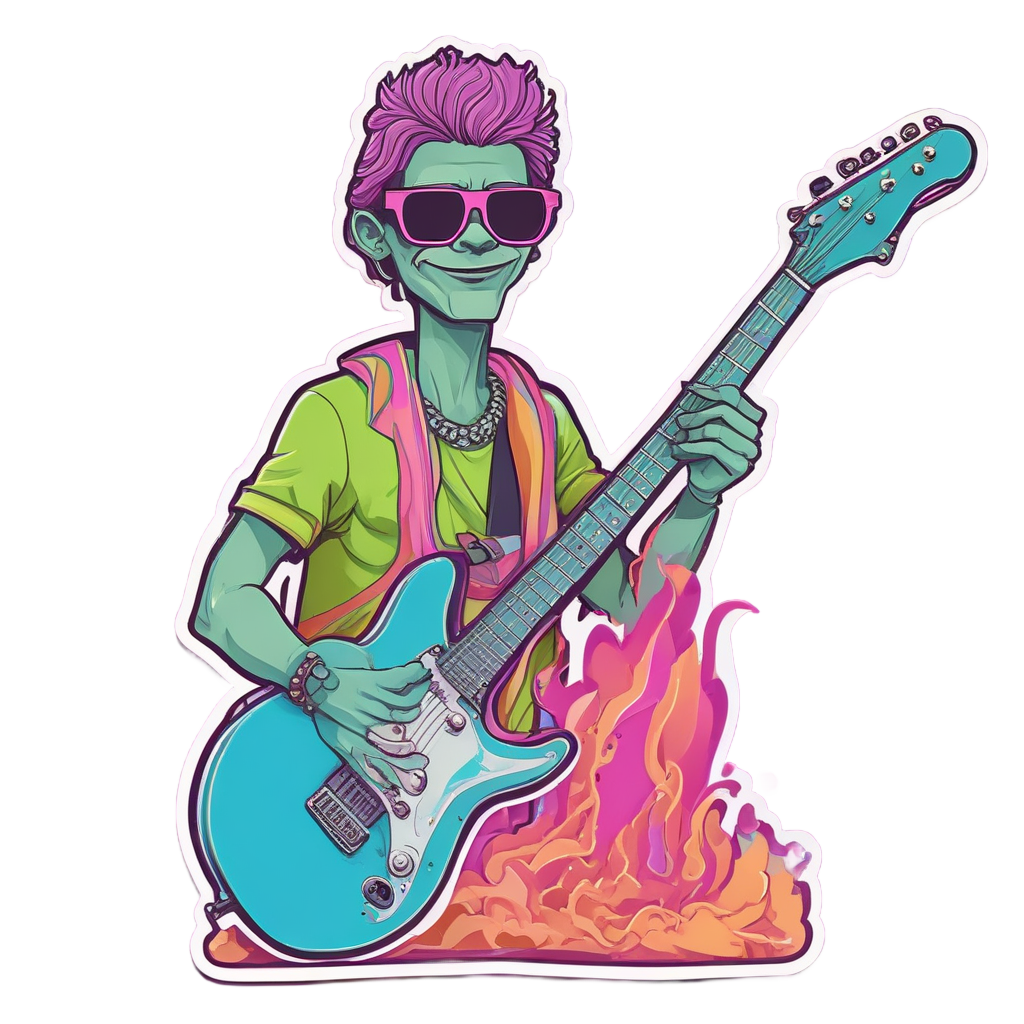 Neon Succulent Musician — music stickers