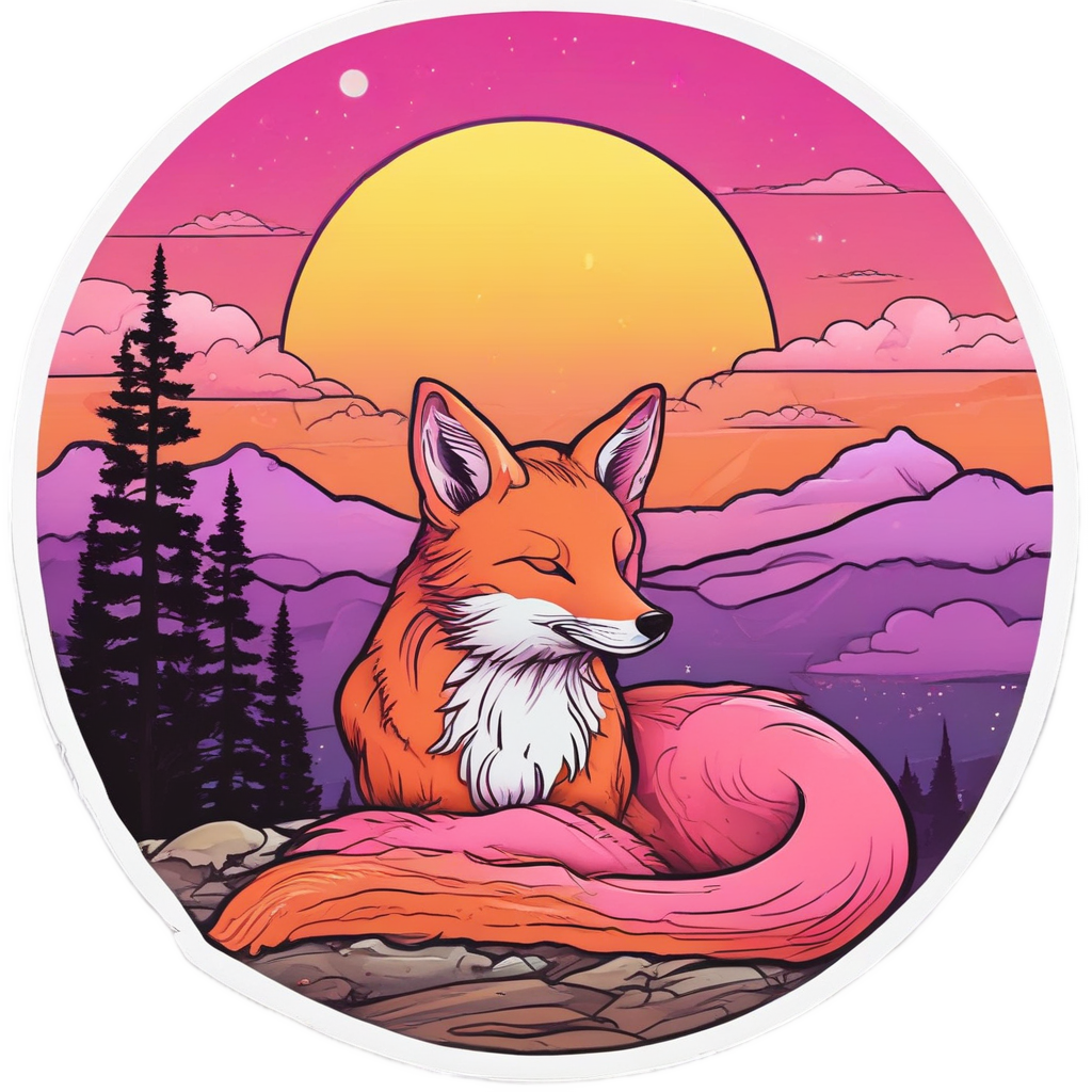 Neon Sunset Doze — woodland nursery stickers
