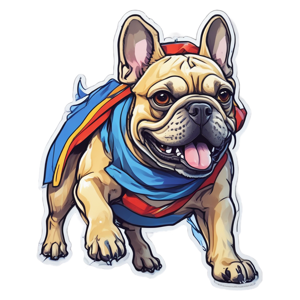 Neon Super Frenchie — dogs stickers