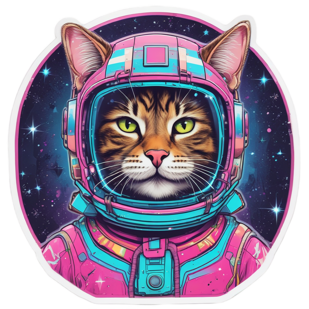 Neon Tabby Astronaut — cats stickers