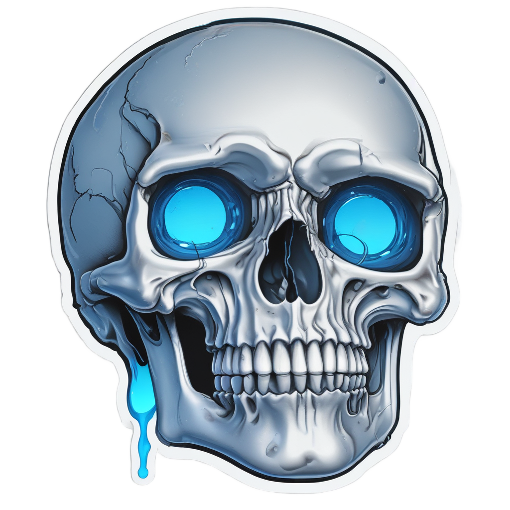 Neon Teardrop Chrome — biker & chrome skull stickers