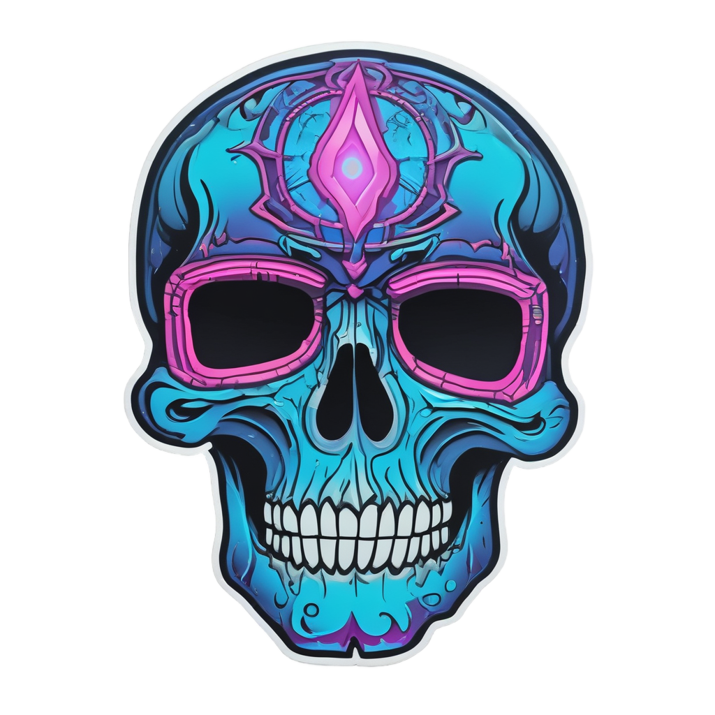 Neon Third Eye Gaze — minimal skull stickers