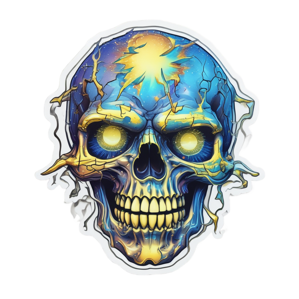Neon Thunder Skull — high voltage stickers