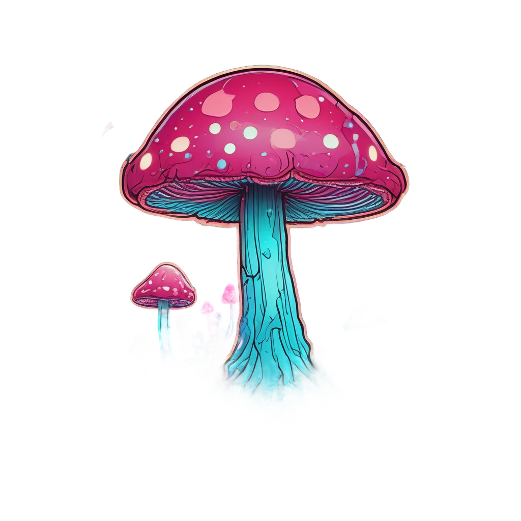 Neon Toadstool Glow Dance — cottagecore mushrooms stickers