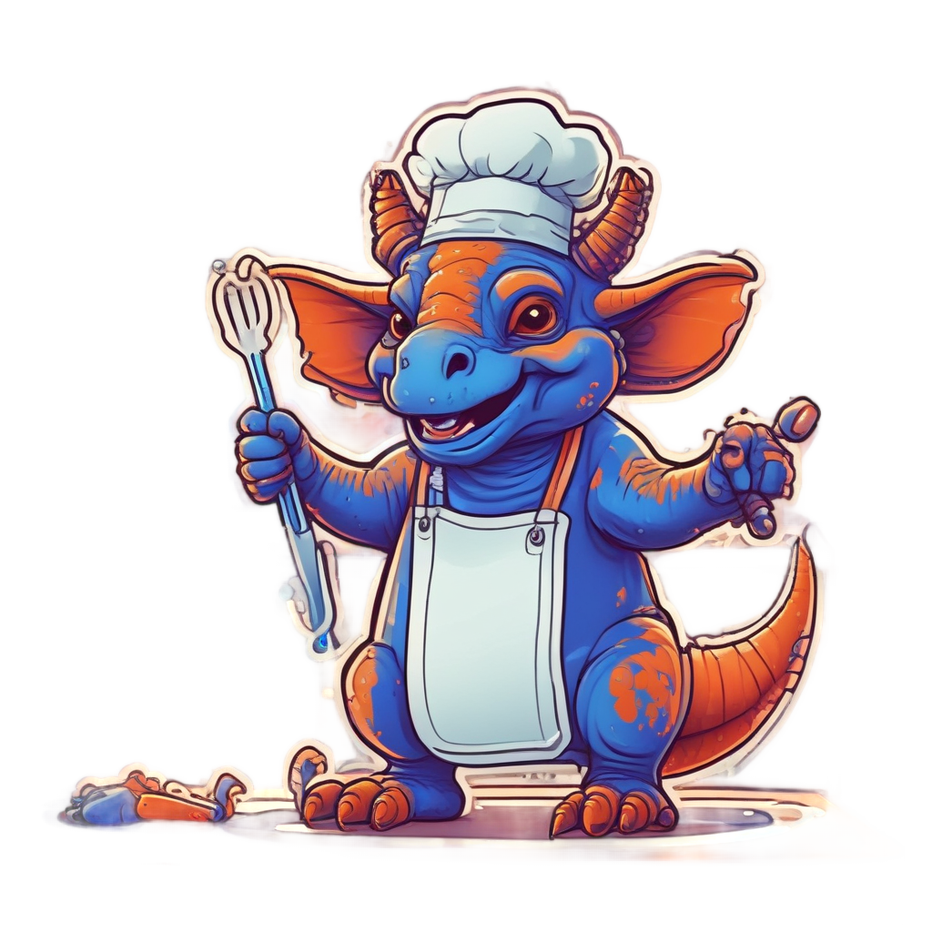 Neon Triceratops Chef — dinosaurs stickers