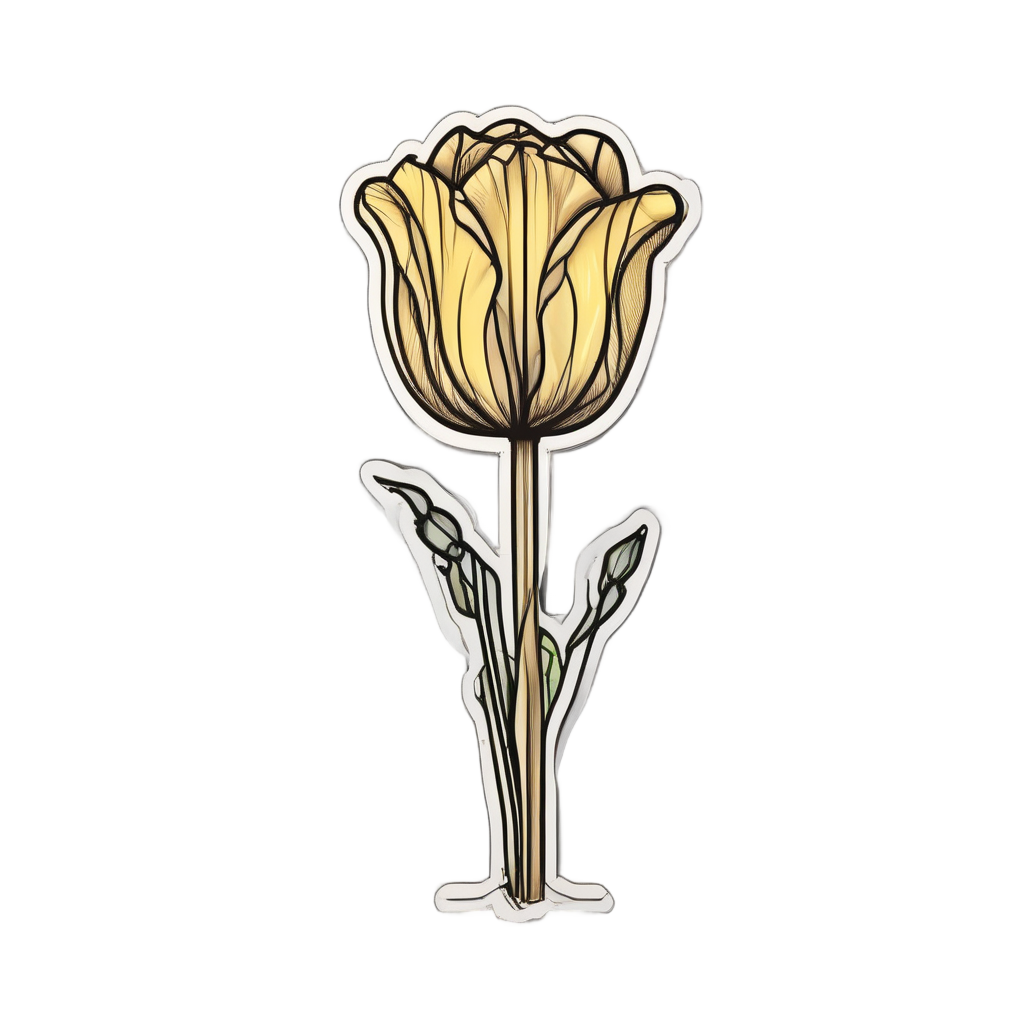 Neon Tulip Beacon — line botanical stickers