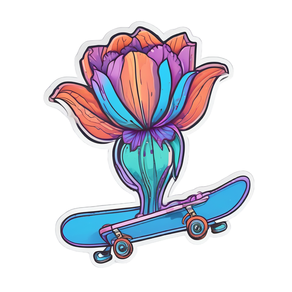 Neon Tulip Skateboarder — single stem stickers