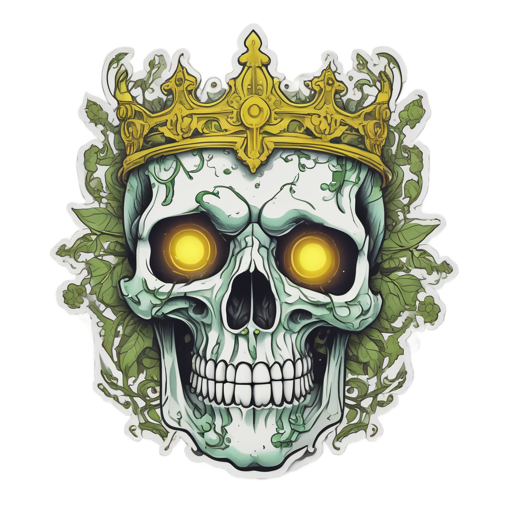 Neon Vine Crown Skull — floral skull stickers