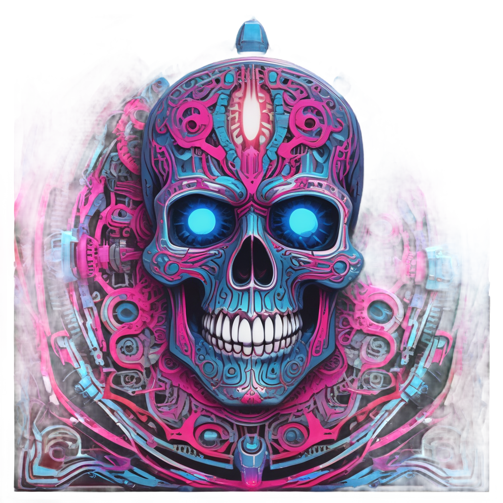 Neon Vortex Gear Skull — biker & chrome skull stickers