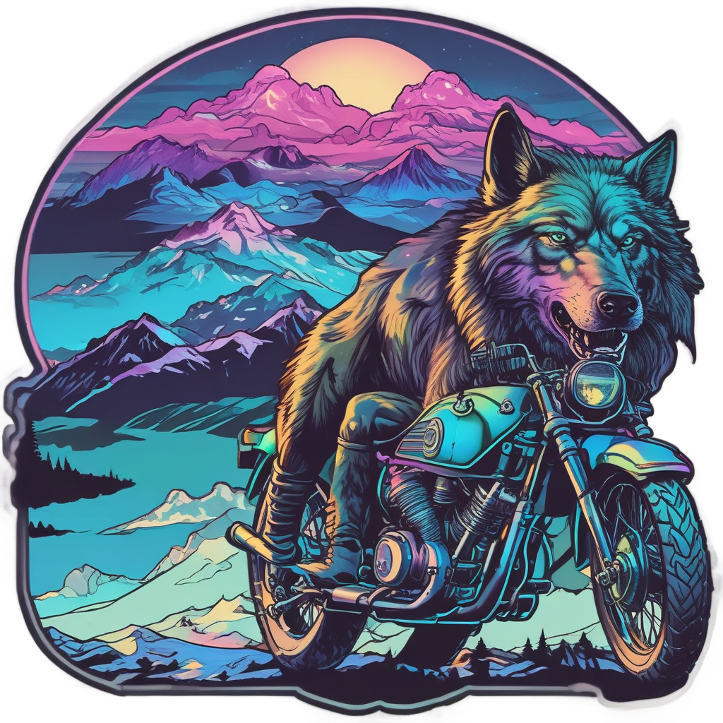 Neon Wolf Sidecar — motorcycles stickers