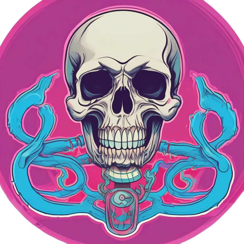 Neon Wrench Skull Cigar — biker & chrome skull stickers