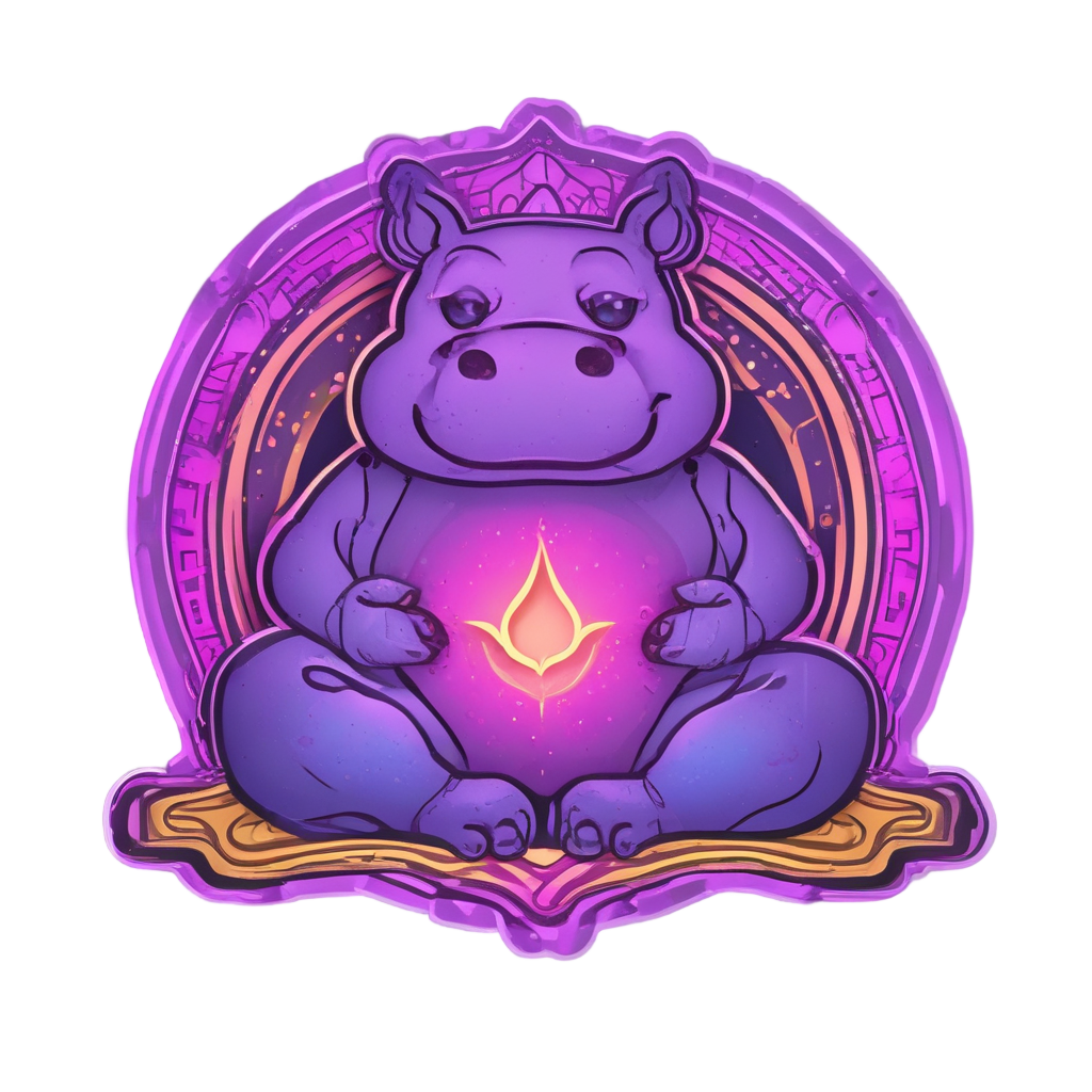 Neon Yoga Hippo — safari nursery stickers