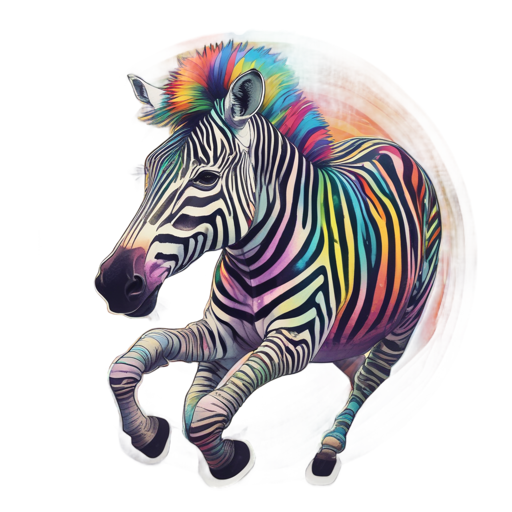 Neon Zebra Rainbow Surge — safari nursery stickers