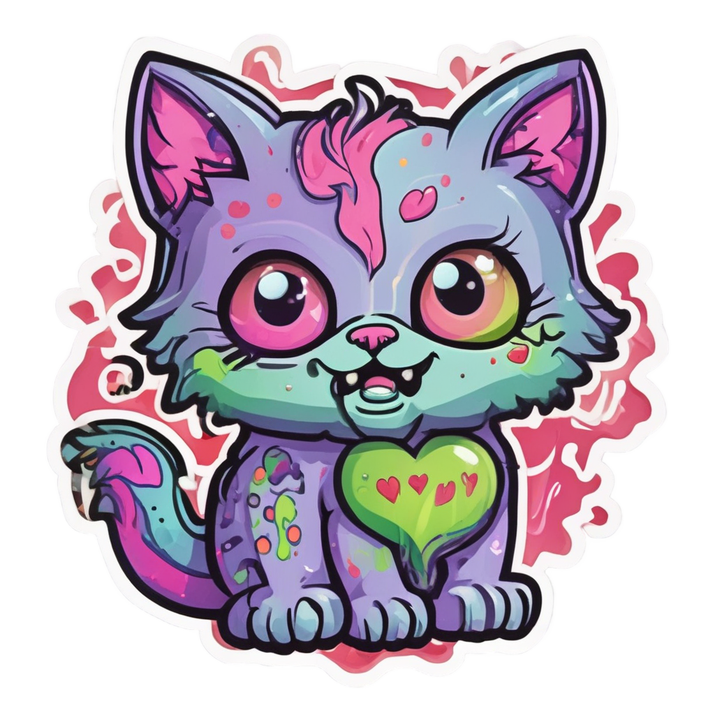 Neon Zombie Cat — kawaii animals stickers