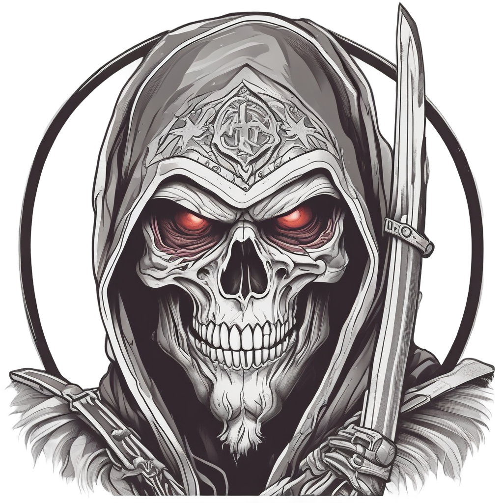 Ninja Skull with Kunai — blackwork skull stickers