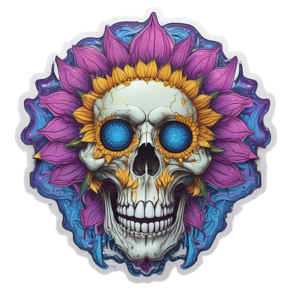 Nocturnal Bloom Skull — floral skull stickers