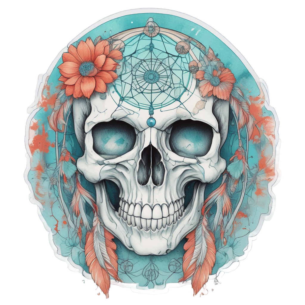 Ocean Dreamcatcher Skull — boho skull stickers