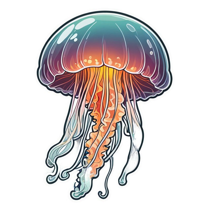 Glow Jellyfish (lineart) — ocean stickers