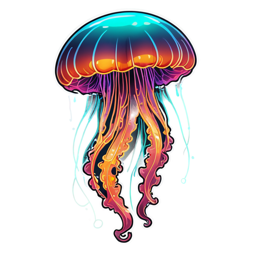 Glow Jellyfish (neon) — ocean stickers