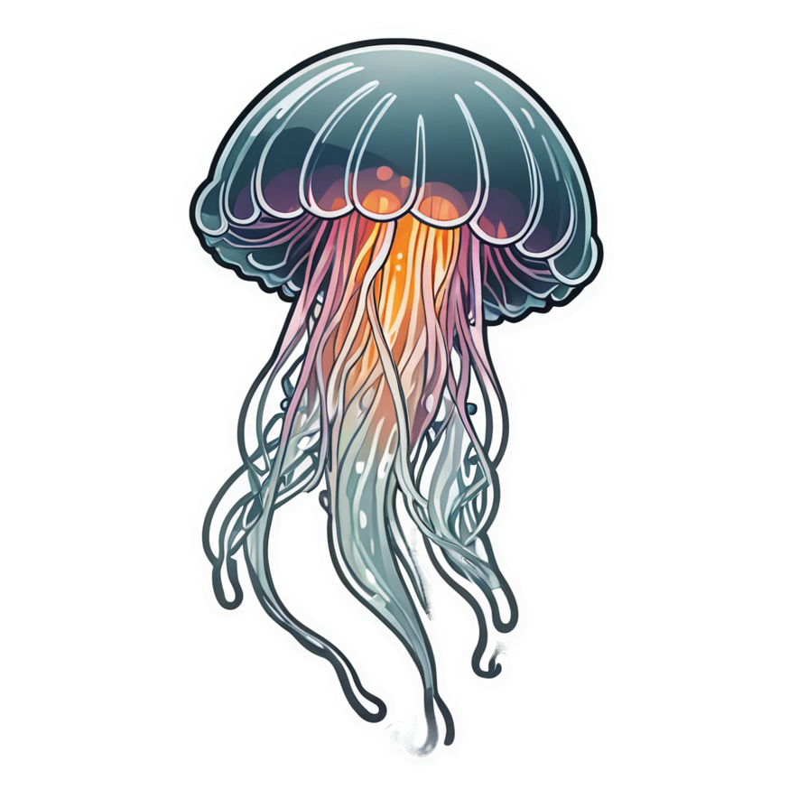Glow Jellyfish (papercut) — ocean stickers