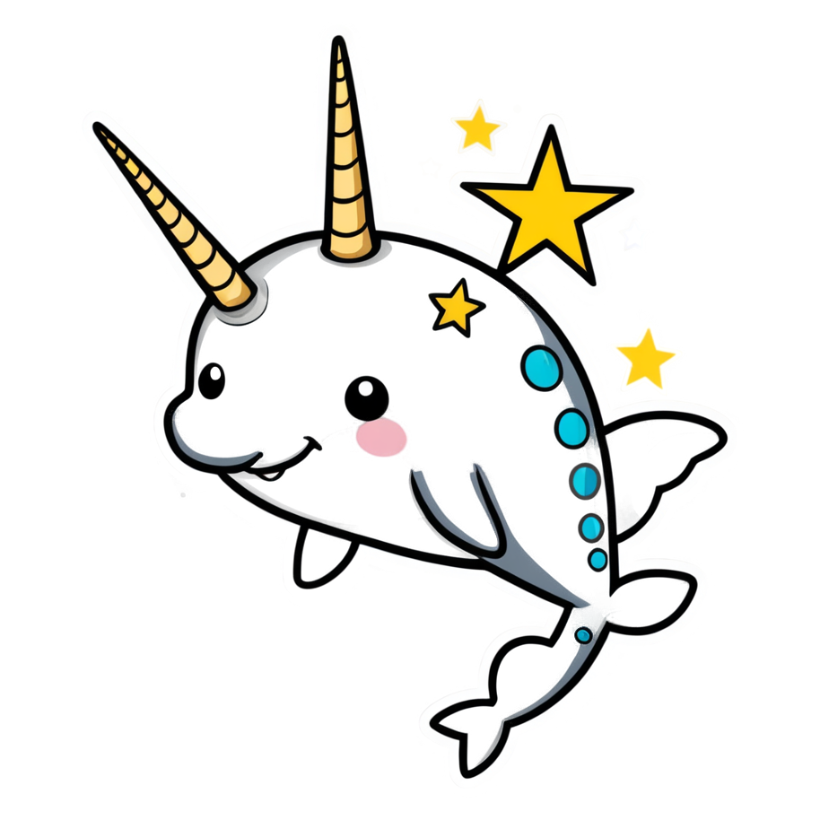 Narwhal (lineart) — ocean stickers