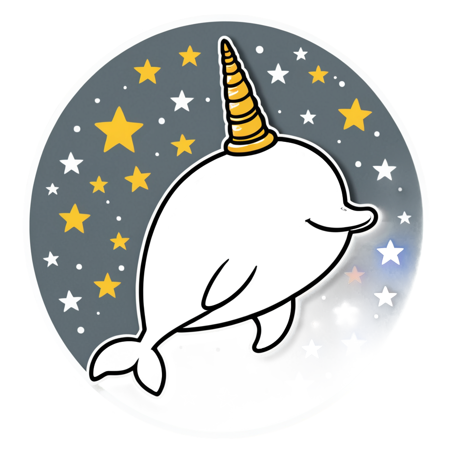 Narwhal (papercut) — ocean stickers