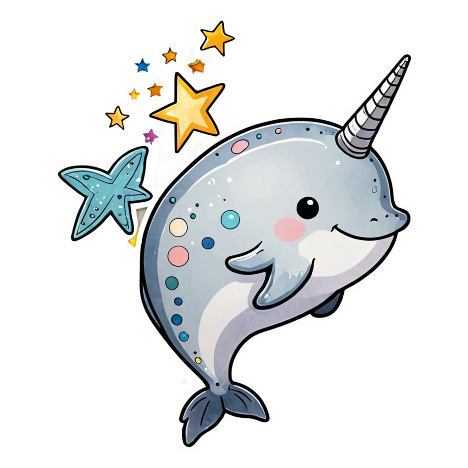 Narwhal (watercolor) — ocean stickers