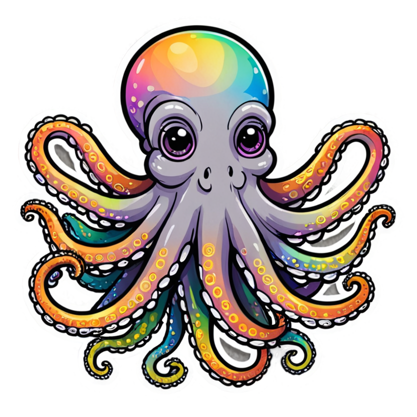 Octo Buddy (holographic) — ocean stickers